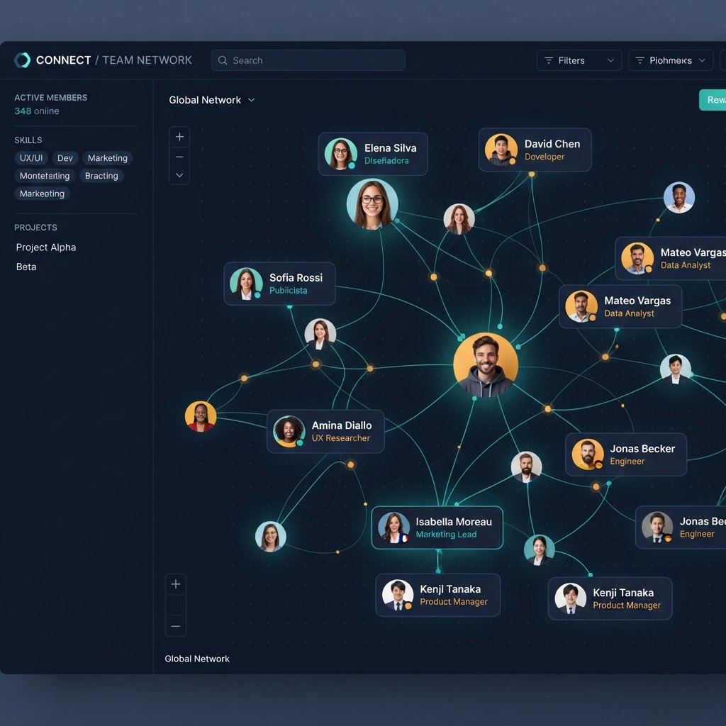 Mockup representativo de Networking real